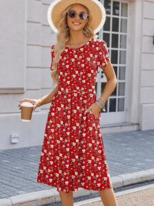 Floral Print Midi Dress For Women